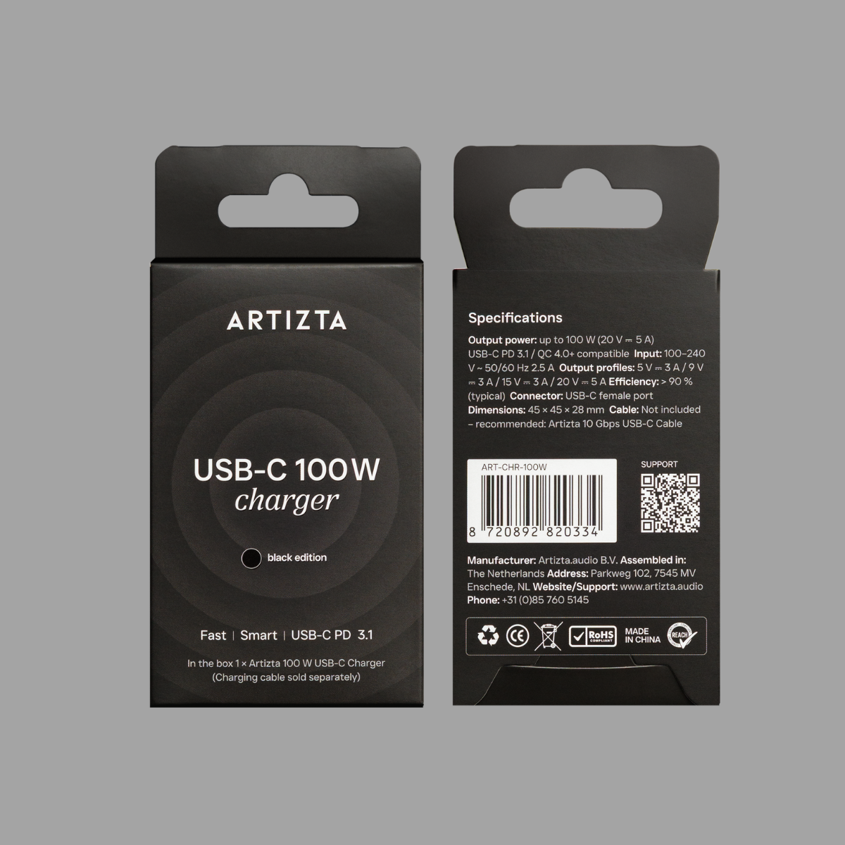 Artizta USB-C Snellaadset 100W - zwart