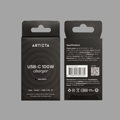 Artizta USB-C Snellaadset 100W - zwart