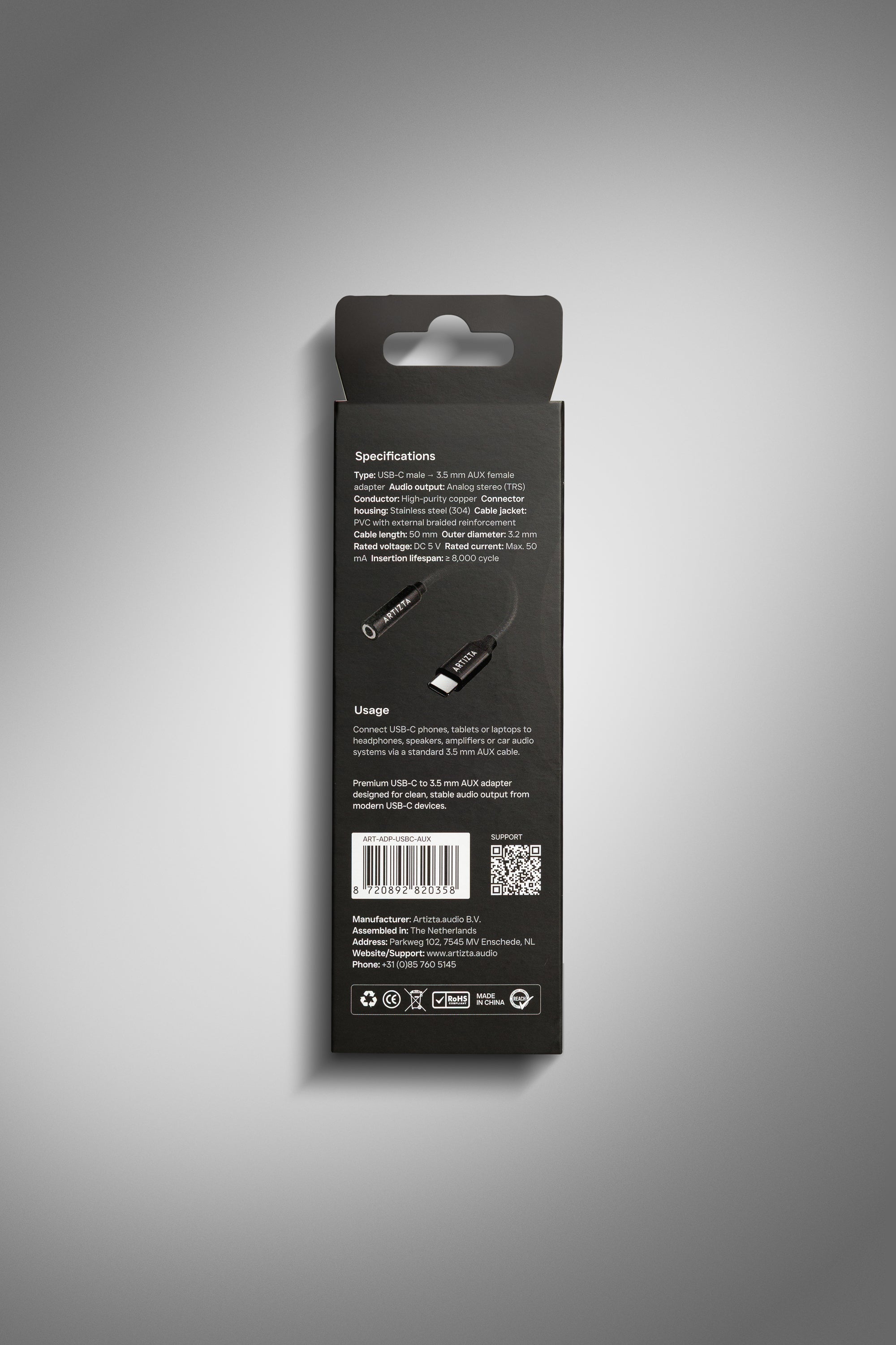 USB-C naar AUX adapter – zwart